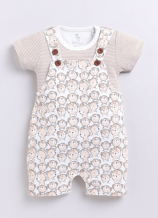 Comfy Summer Baby Boy Dungaree-Beige
