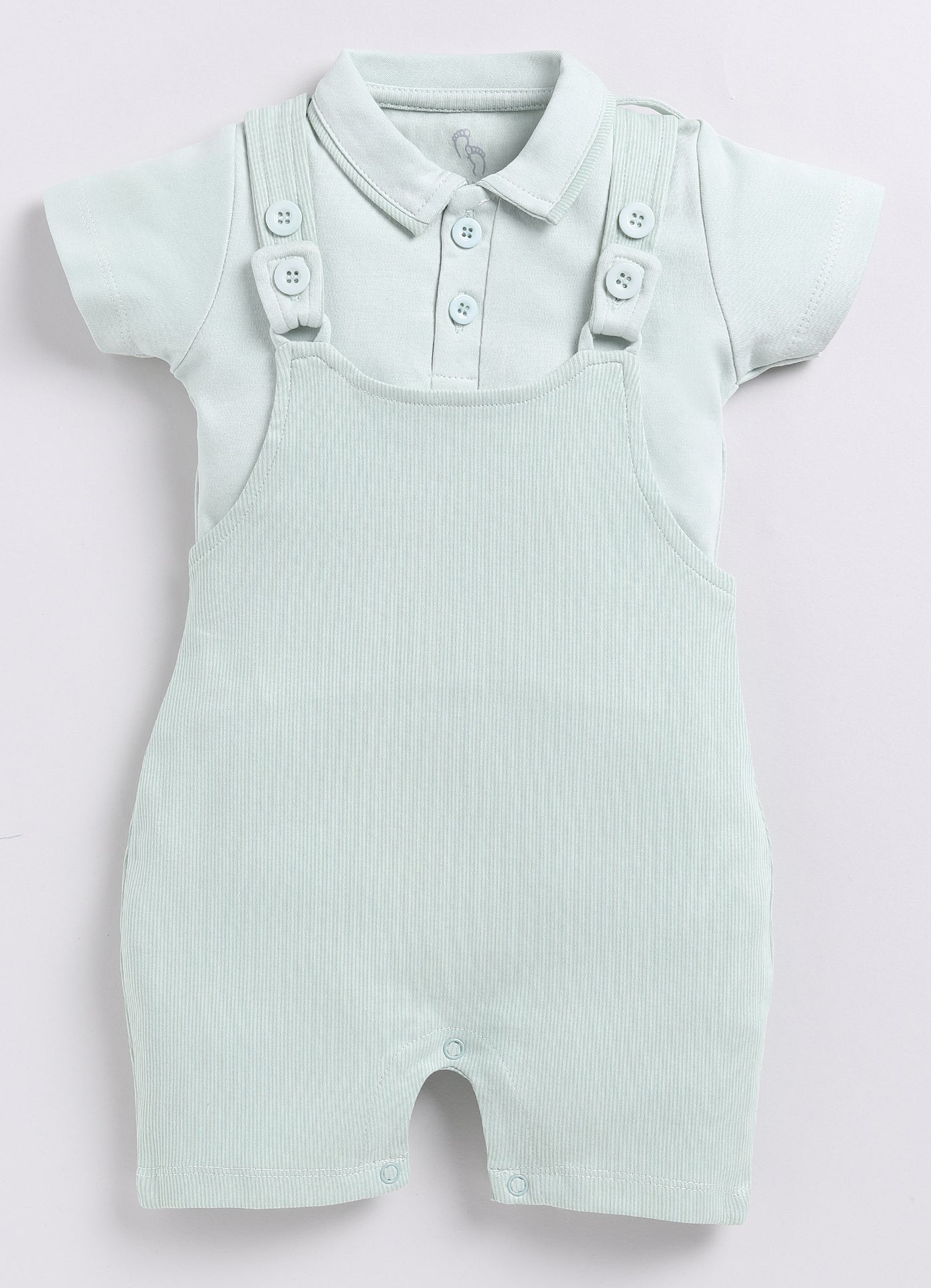 Solid Light Green Baby Girl Dungaree