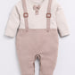 Baby Boy Full Sleeve Bow Romper-Beige