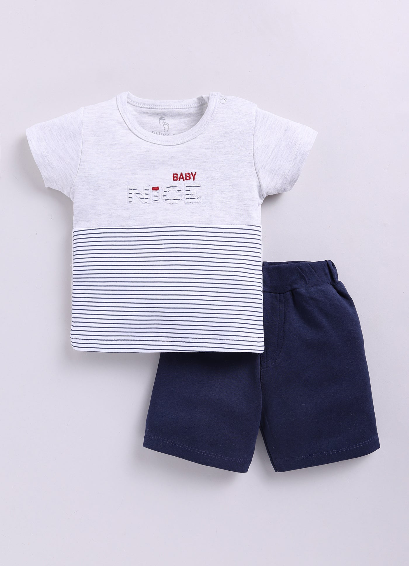 Nice Baby Boy Half T Shirt & Shorts Set- Grey