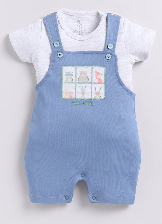 BabyGo Baby Boy Dungaree-Egyptian Blue