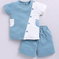 Baby Boy Twin Color Half T Shirt & Shorts Set-Blue
