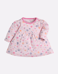 Mid/knee length baby girl frock for casual wear-PINK
