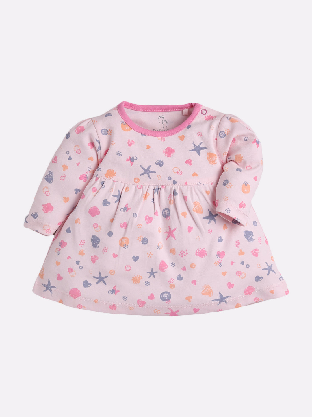 Mid/knee length baby girl frock for casual wear-PINK