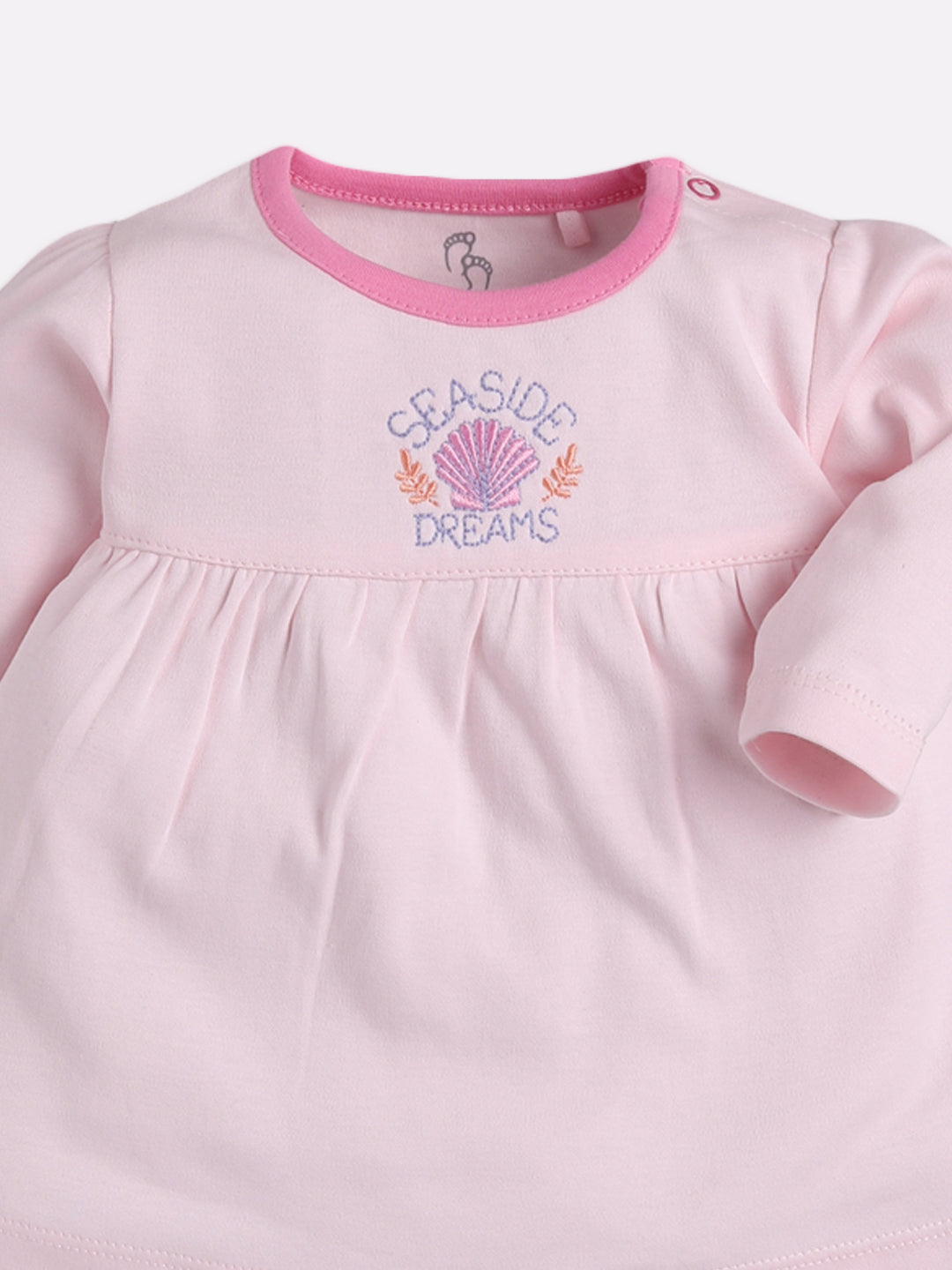 Mid/knee length baby girl frock for casual wear-PINK