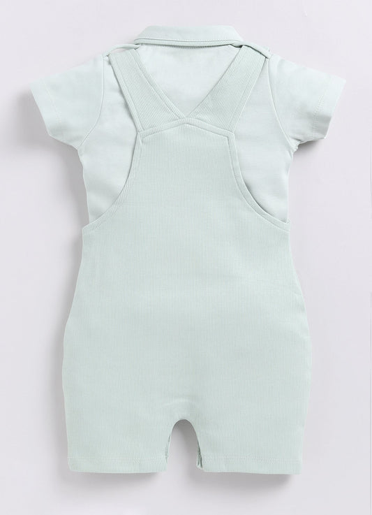 Solid Light Green Baby Girl Dungaree