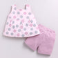Baby Girl Printed Sleeveless Top & Short Set-Peach