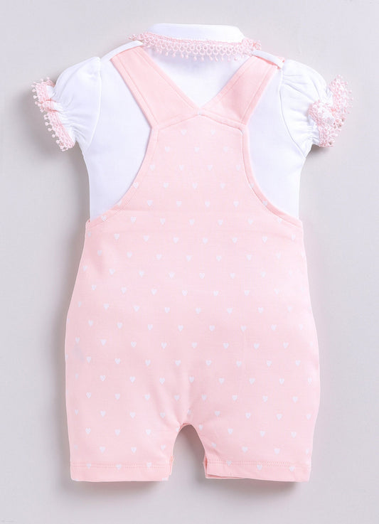 Girl's cute dungaree-Peach