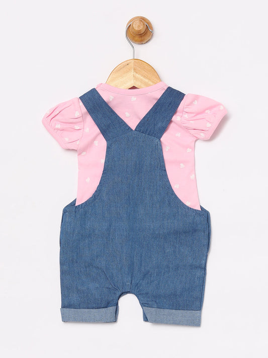 Happy cloud dungree for baby girl-PINK