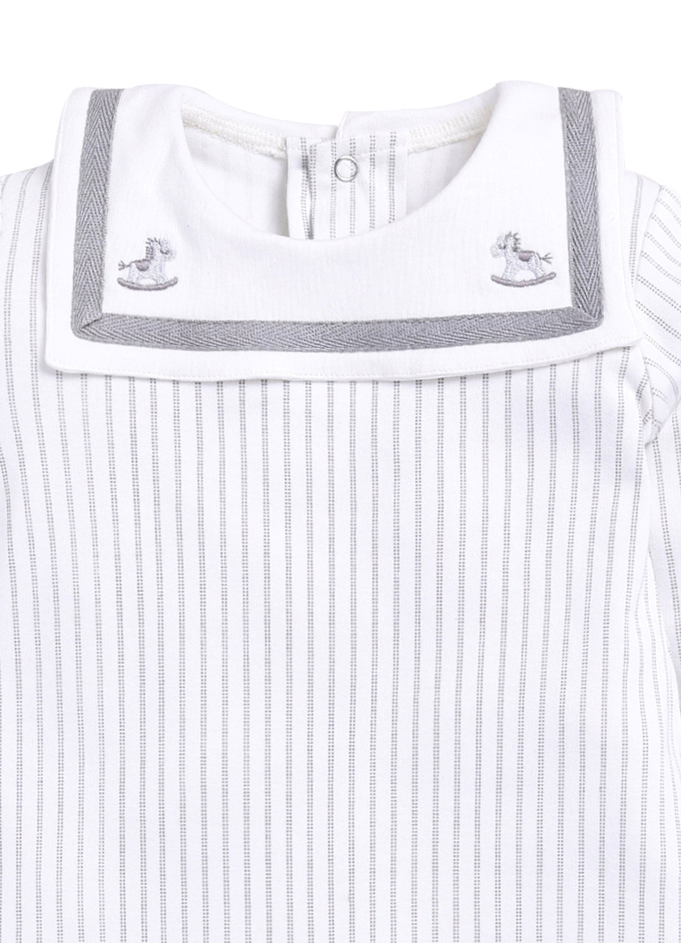 Striped Baby Boy Full Sleeve Romper-White
