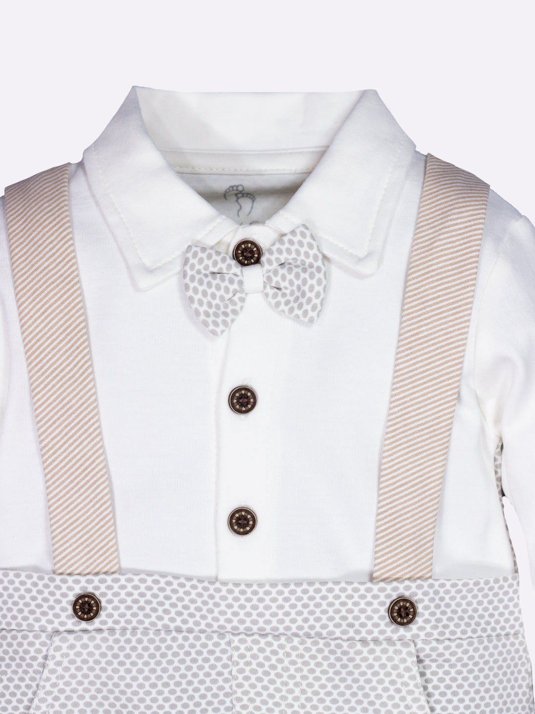Romper with a bow for Baby Boy-GREY