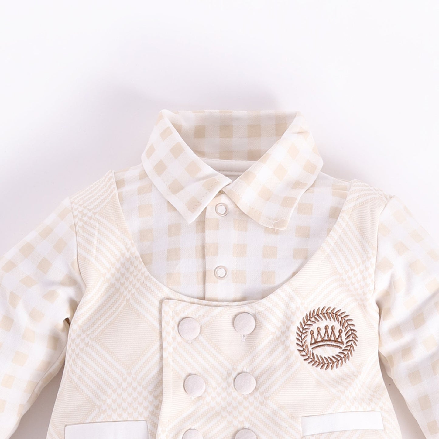 Full sleeves romper for Baby Boy-BEIGE MEL