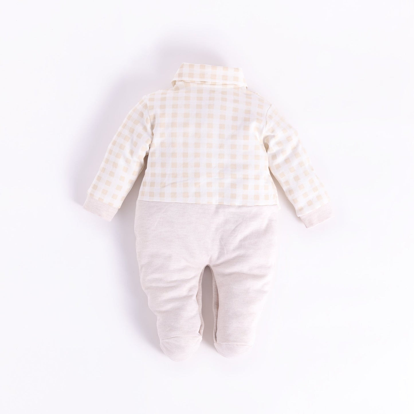 Full sleeves romper for Baby Boy-BEIGE MEL