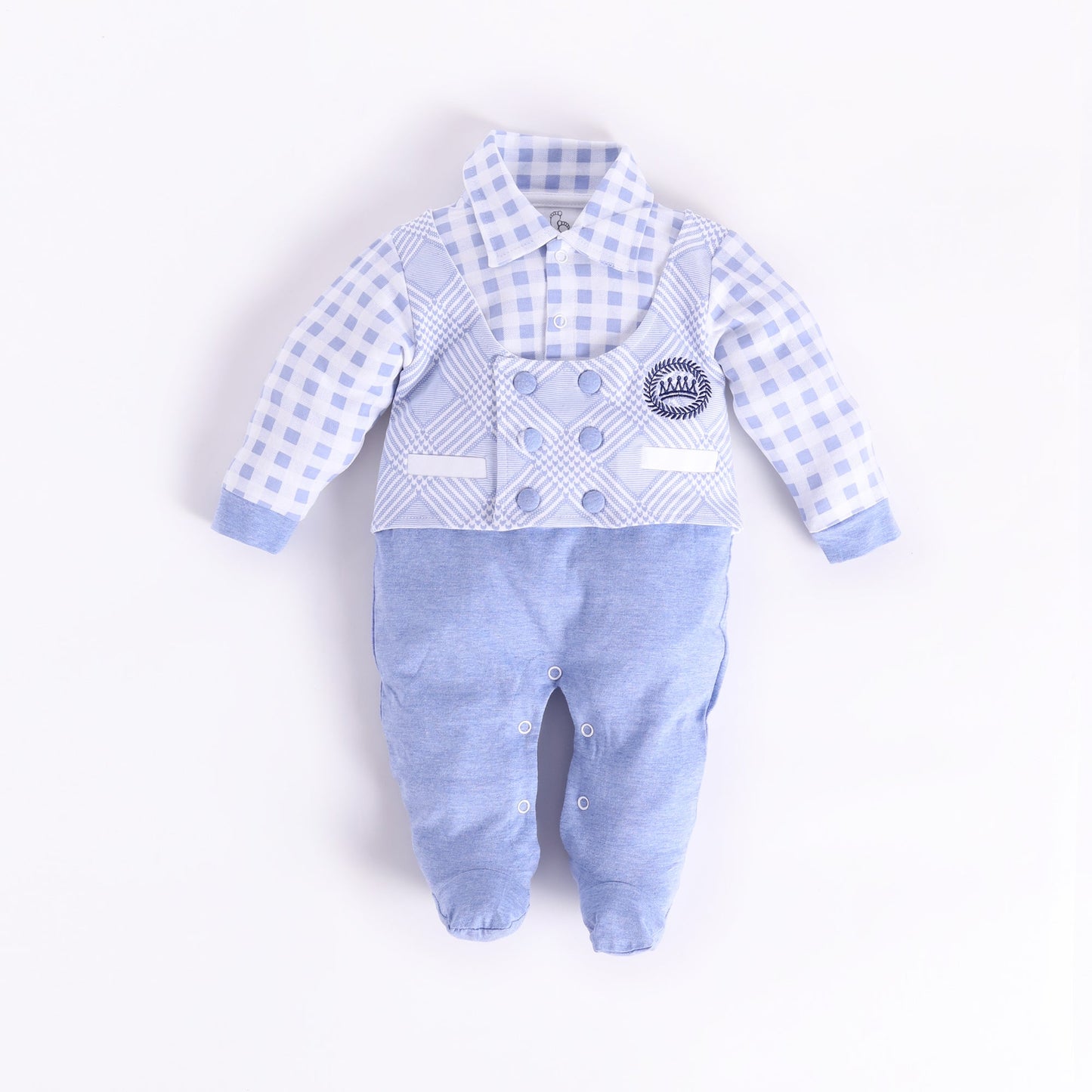 Full sleeves romper for Baby Boy-GREY MEL