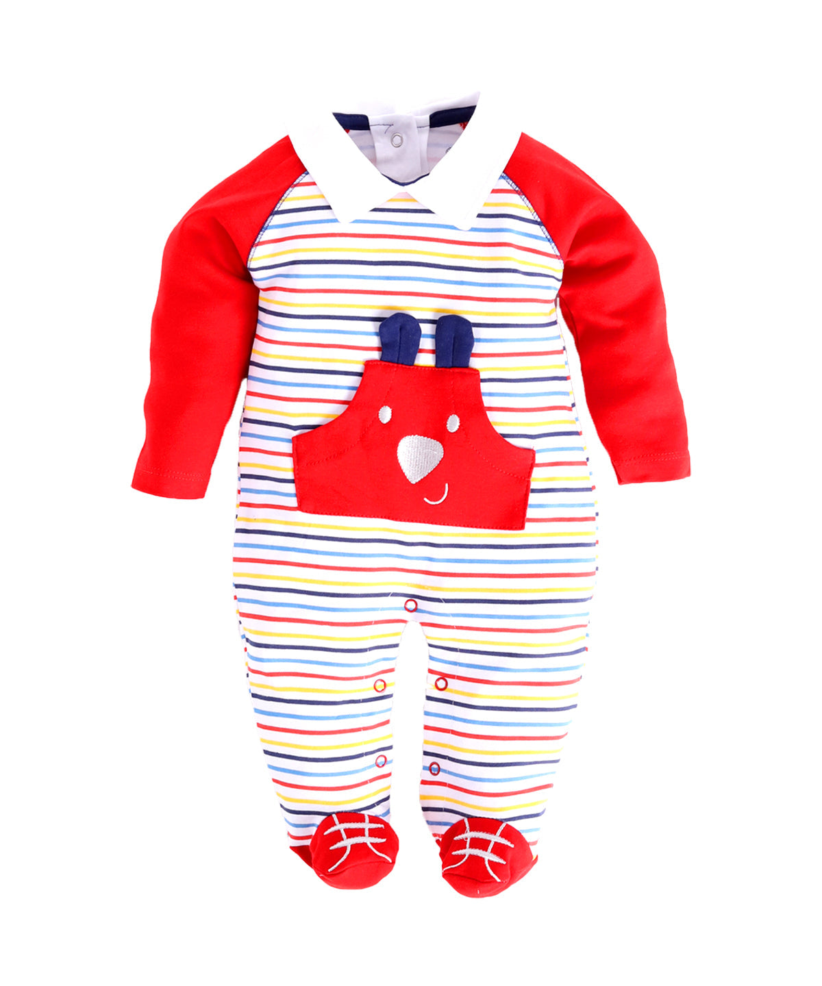 Full sleeve footed Romper For Baby Boy-RED