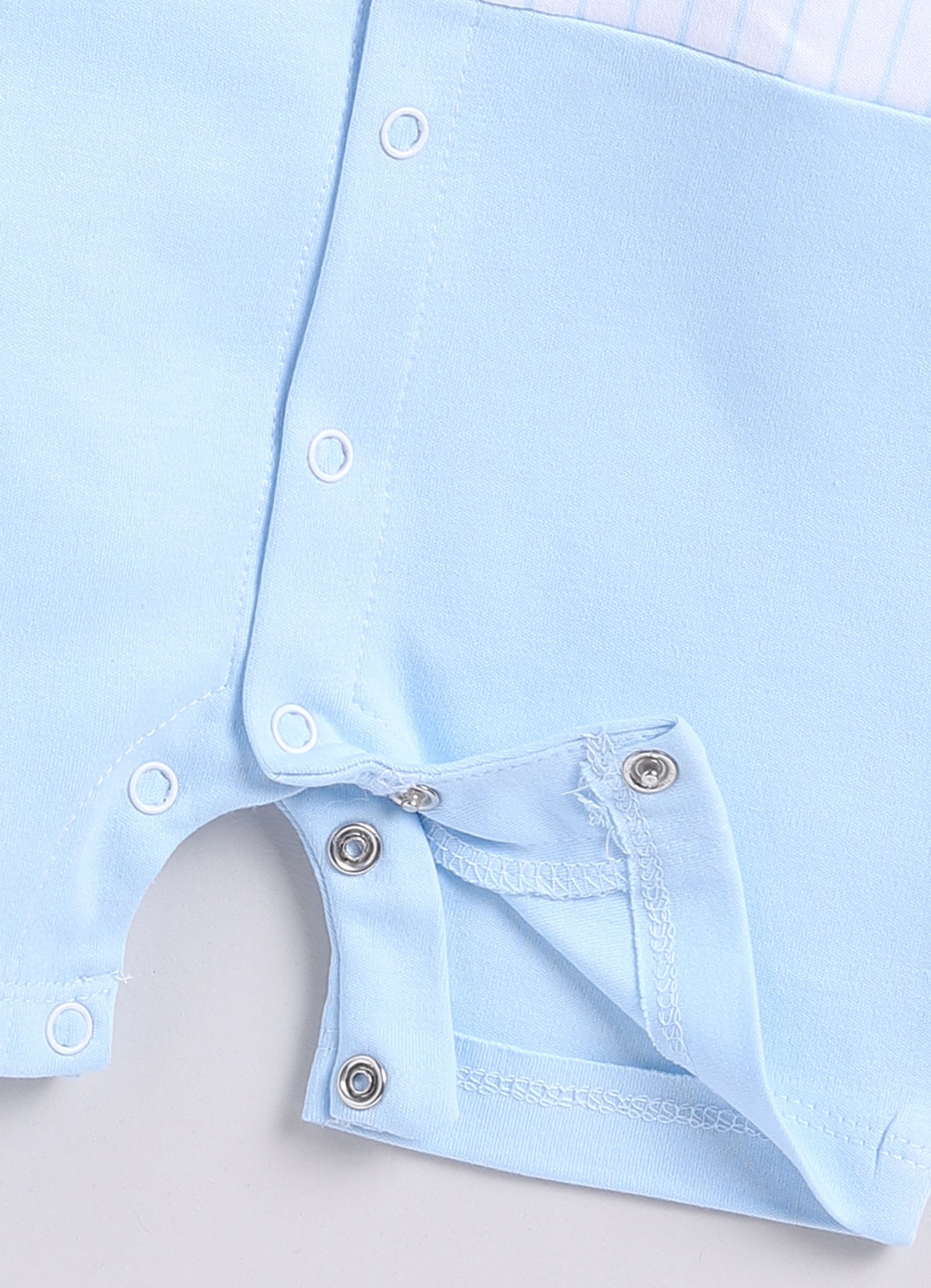 Half Sleeve Striped Baby Boy Romper-Sky Blue