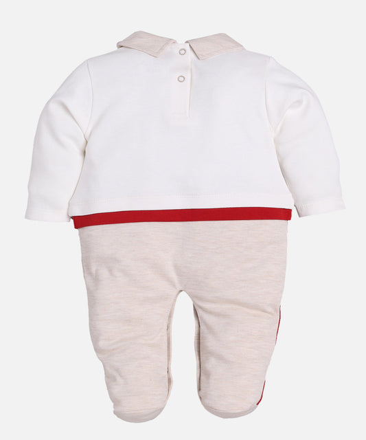 Casual wear romper for baby boy-BEIGE