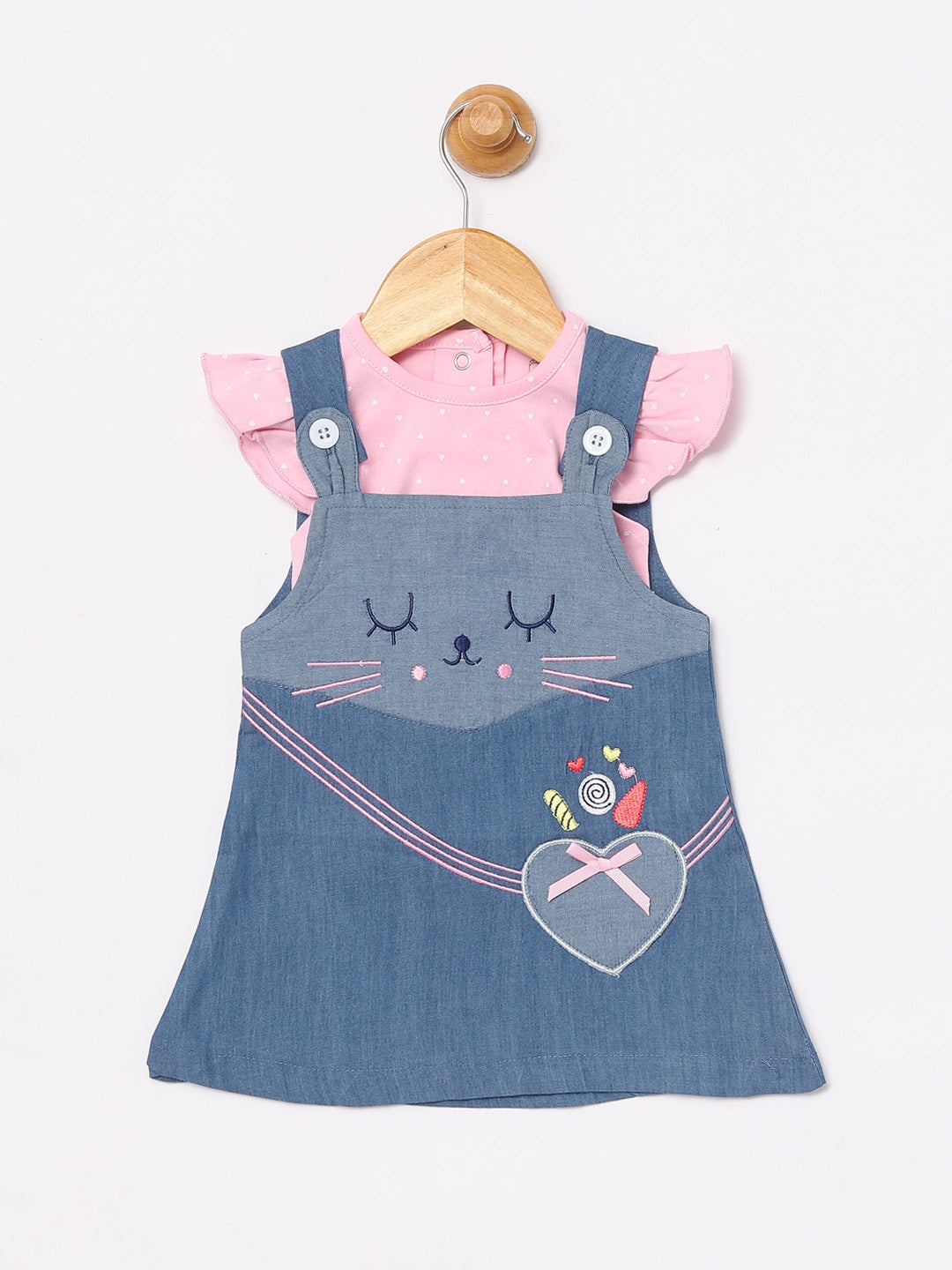 Cute Kitty Frock for baby girl-PINK