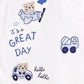 Printed footed romper for Baby Boy-NAVY