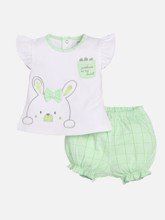 Casual Top and Short Bloomer for Baby Girls-GREEN