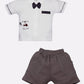 T-shirt shorts for Baby Boy with bow-CHARCOLE