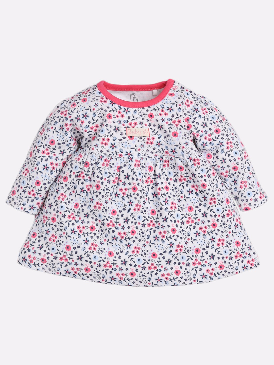 Mid/knee length baby girl frock for casual wear-PINK